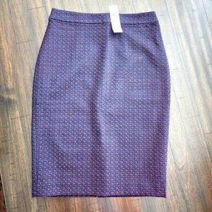 NWT Ann Taylor Navy & Red Woven Pencil Skirt